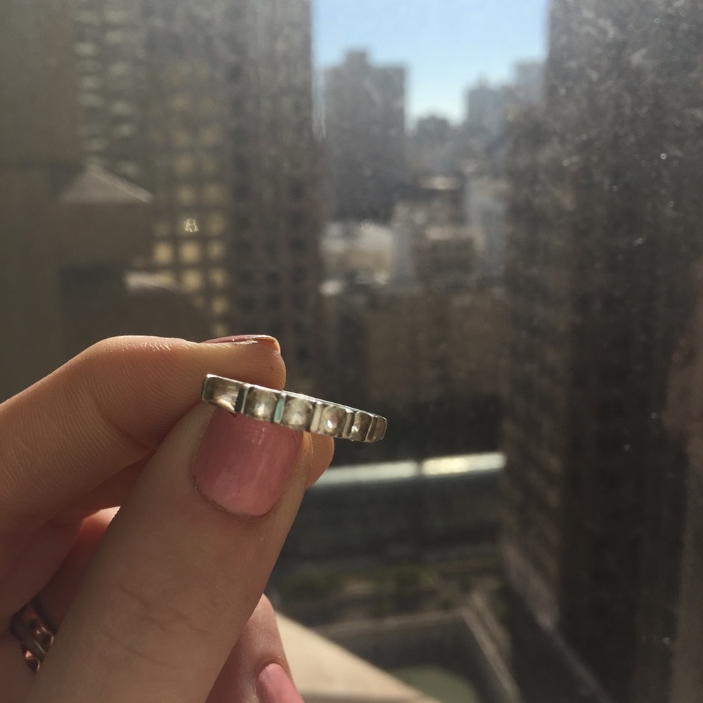 2kk vintage stamped sterling silver/CZ ring